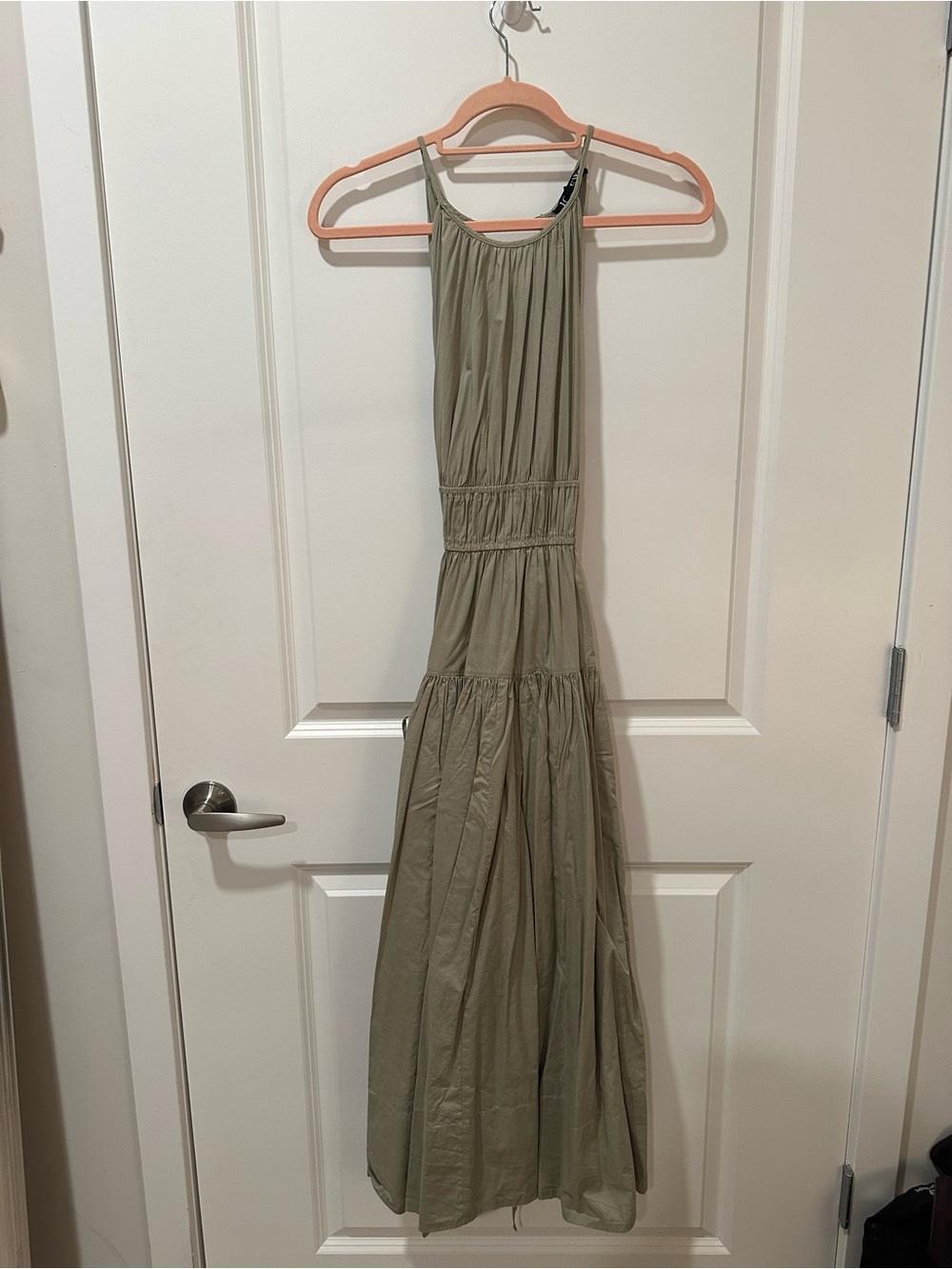 J. Crew Olive Green Sleeveless Tiered Maxi Dress